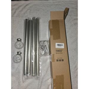 NEW TVWOO Window Rods Silver Mosaic Decorative Modern Adjustable Sparkling Glam